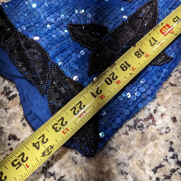 Gorgeous vintage 80s 90s royal feeling sequin floral top M - Picture 3 of 4